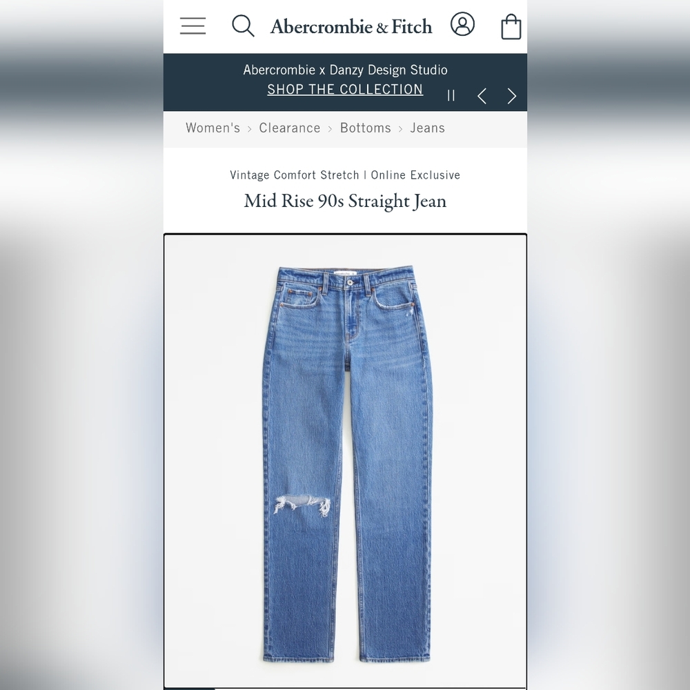 Abercrombie and Fitch Midrise 90s Straight Jean